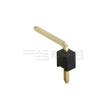 Pitch 2.54mm 90° 单排 DIP 单塑排针 弯平面 PC :6.0MM 01Pin 黑色 镀全金G/F